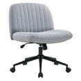 thumbnail image 1 of IWMH Armless Task Office Chair with Wheels, Cross Legged Wide Seat Desk Chair, Gray Fabric Upholstered Swivel Vanity Chair, For All Ages, 1 of 9