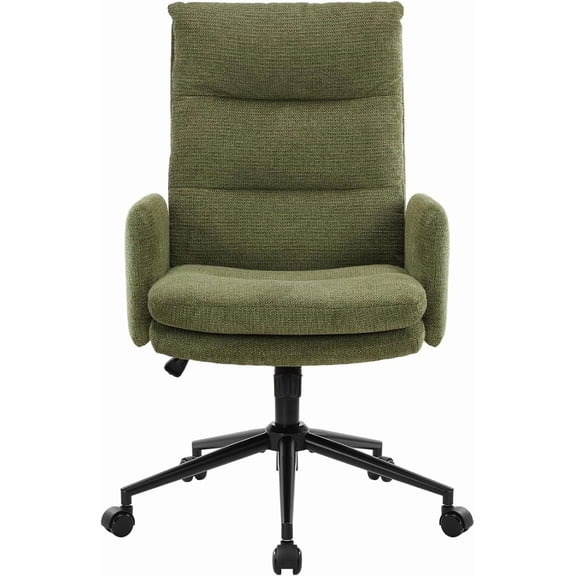 IWMH High-Back Home Office Chair,Upholstered Desk Chair with Armrests,Height Adjustable Armchair with Wheels, Swivel Office Desk Chair, Ergonomic Computer Task Chair,