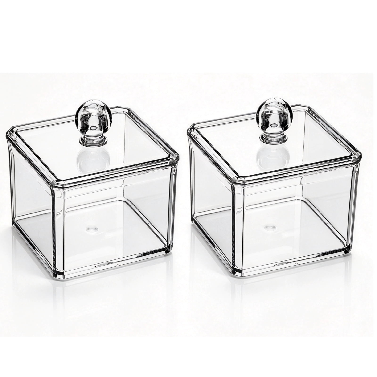 IWNTWY 2Pack Qtip Holder, Square Acrylic Cotton Swab Holder Bathroom ...
