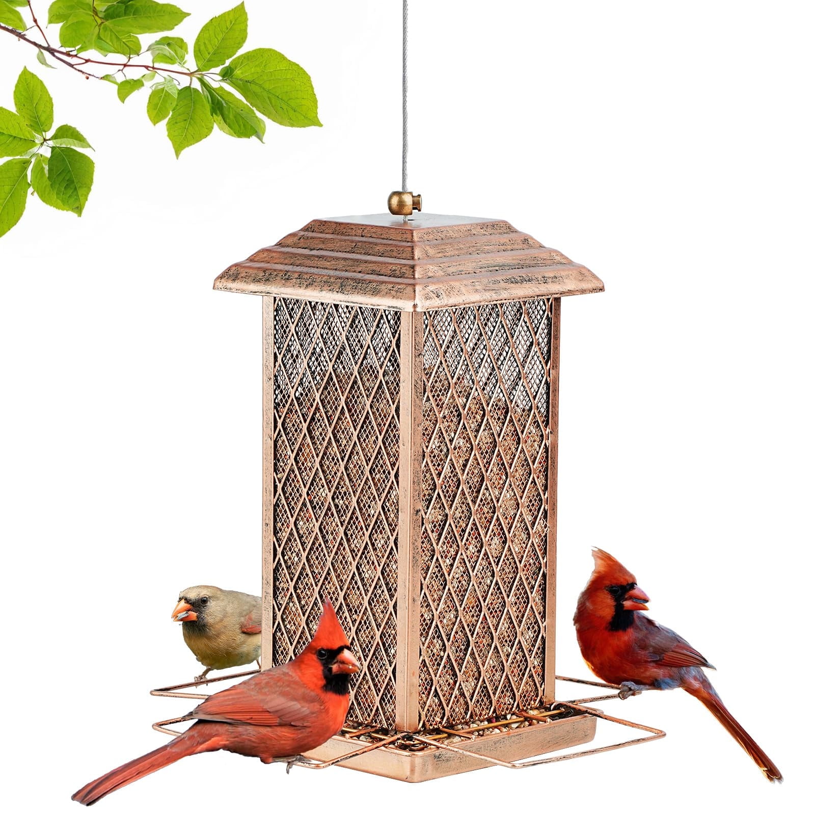 IWNTWY Metal Wild Bird Feeder for Outdoor Hanging, Heavy Duty Birdfeeder 3 lbs Capacity for Garden Yard Decoration