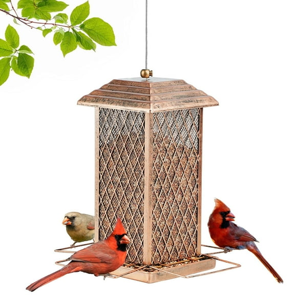 IWNTWY Metal Wild Bird Feeder for Outdoor Hanging, Heavy Duty Birdfeeder 3 lbs Capacity for Garden Yard Decoration