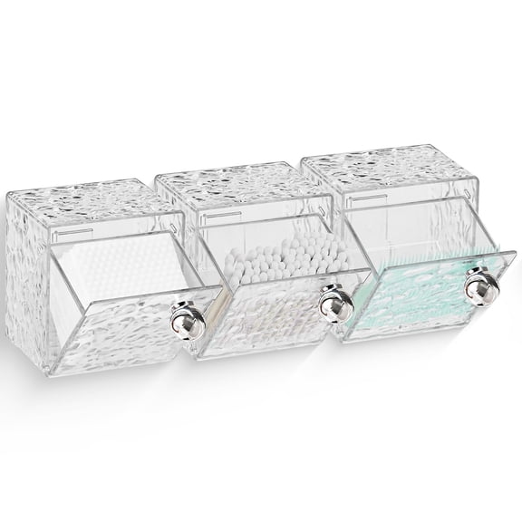 IWNTWY Qtip Holder Dispenser, 3 Pack Wall-Mounted Plastic Cotton Pad Holder for Cotton Swabs, Balls, and Floss