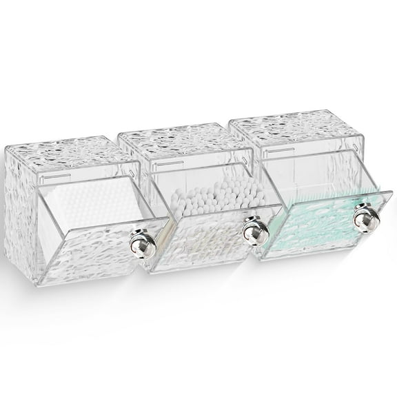 IWNTWY Qtip Holder Dispenser, 3 Pack Wall-Mounted Organizer for Cotton Swabs, Balls, and Floss