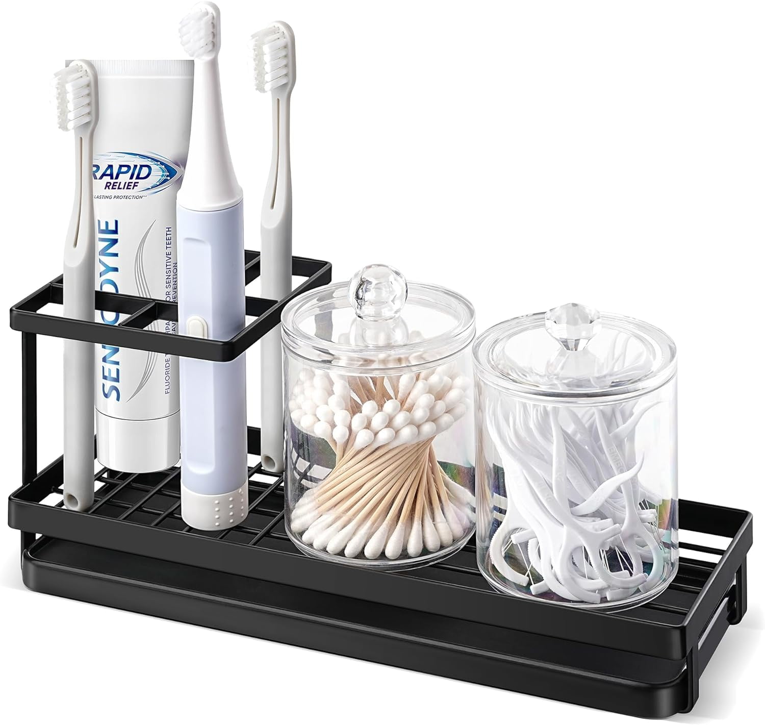 IWNTWY Toothbrush Holder for Bathroom Countertop with Drainage - 4 Slots Metal Tooth Brush Storage Organizer for Electric Tooth Brushing, Toothpaste and Mouthwash Holders - Black - Walmart.com