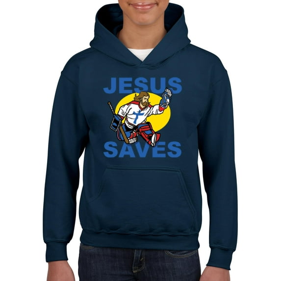 IWPF - Big Boys Hoodies and Sweatshirts - Jesus Saves Hockey Goalie