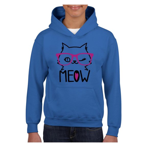 IWPF - Big Boys Hoodies and Sweatshirts - Meow Cute Cat Kitty