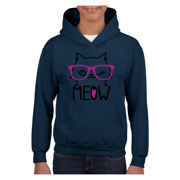 IWPF - Big Boys Hoodies and Sweatshirts - Meow Cute Cat Kitty