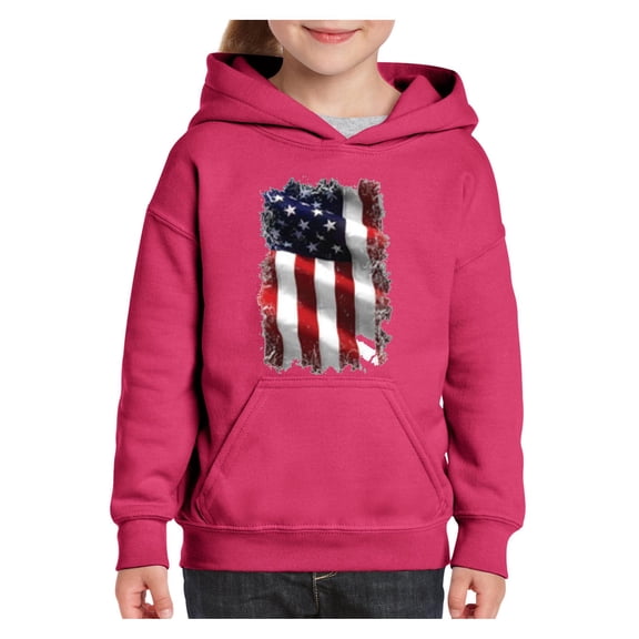 IWPF - Big Girls Hoodies and Sweatshirts - American Flag 4th of July