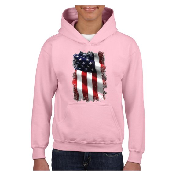 IWPF - Big Girls Hoodies and Sweatshirts - American Flag 4th of July
