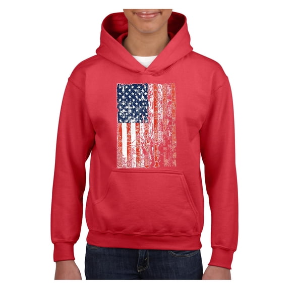 IWPF - Big Girls Hoodies and Sweatshirts - American Flag 4th of July