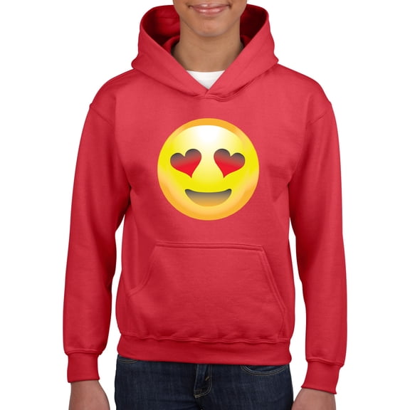 IWPF - Big Girls Hoodies and Sweatshirts - Emoji Heart-Shaped Eyes