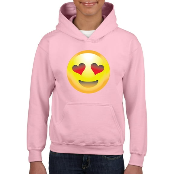 IWPF - Big Girls Hoodies and Sweatshirts - Emoji Heart-Shaped Eyes