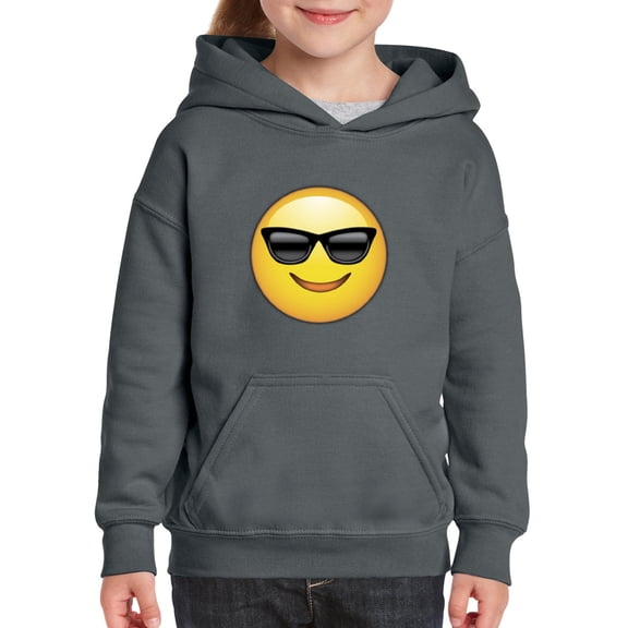 IWPF - Big Girls Hoodies and Sweatshirts - Emoji with Sunglasses