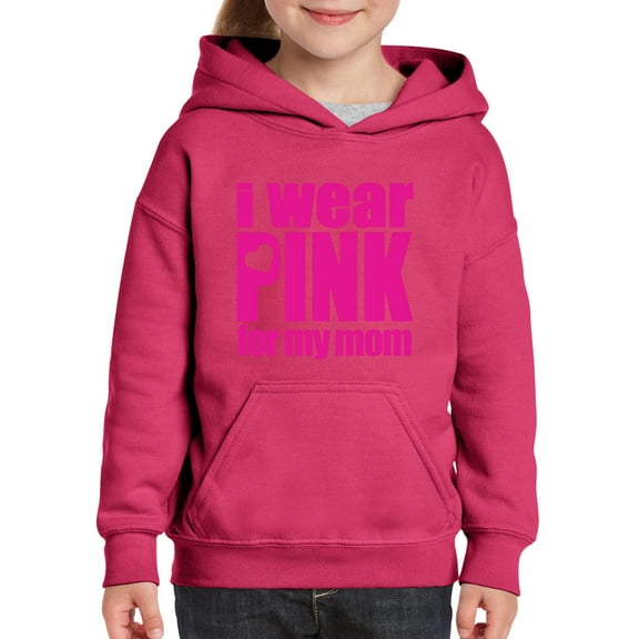 IWPF - Big Girls Hoodies and Sweatshirts - I Wear Pink For My Mom