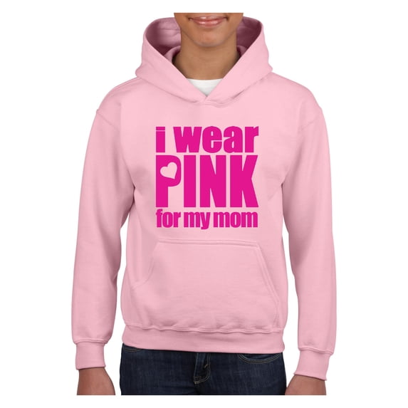 IWPF - Big Girls Hoodies and Sweatshirts - I Wear Pink For My Mom