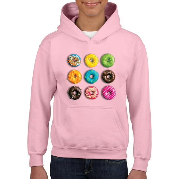 IWPF - Big Girls Hoodies and Sweatshirts - Love Food Donuts Doughnuts