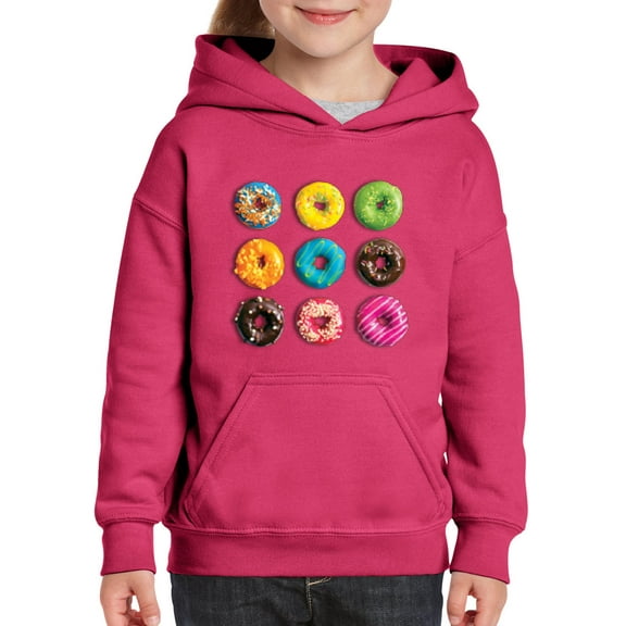 IWPF - Big Girls Hoodies and Sweatshirts - Love Food Donuts Doughnuts