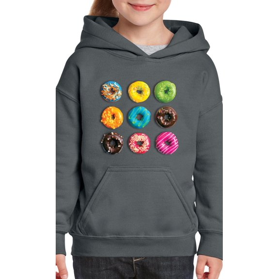 IWPF - Big Girls Hoodies and Sweatshirts - Love Food Donuts Doughnuts