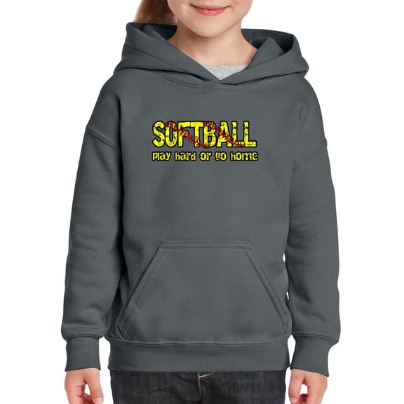 IWPF - Big Girls Hoodies and Sweatshirts - Softball Play Hard or Go Home
