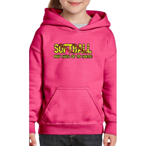 IWPF - Big Girls Hoodies and Sweatshirts - Softball Play Hard or Go Home
