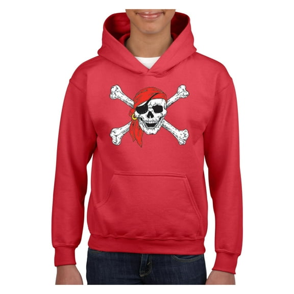IWPF - Big Girls Hoodies and Sweatshirts, up to Big Girls Size 24 - Jolly Roger Skull & Crossbones
