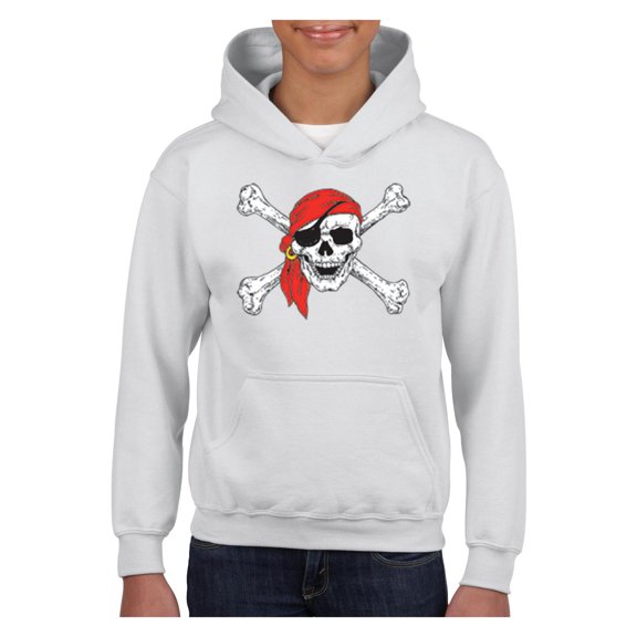IWPF - Big Girls Hoodies and Sweatshirts, up to Big Girls Size 24 - Jolly Roger Skull & Crossbones