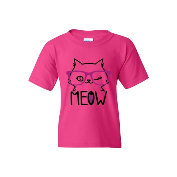 IWPF - Big Girls T-Shirts and Tank Tops - Meow Cute Cat Kitty