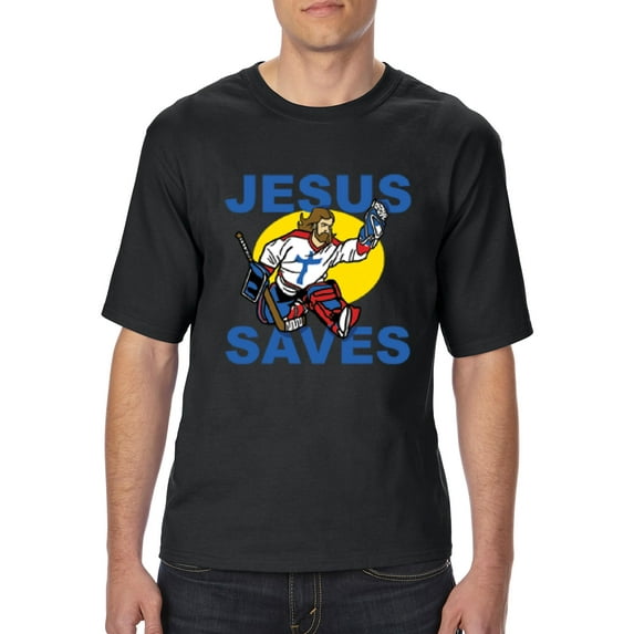 IWPF - Big Men's T-Shirt - Jesus Saves Hockey Goalie