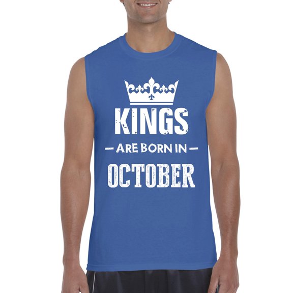 Artix - Men's Graphic T-Shirt Sleeveless - Birthday Gift Kings Are Born In October