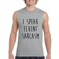 thumbnail image 1 of IWPF - Men's Graphic T-Shirt Sleeveless - I Speak Fluent Sarcasm, 1 of 5
