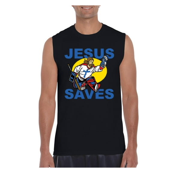 IWPF - Men's Graphic T-Shirt Sleeveless - Jesus Saves Hockey Goalie