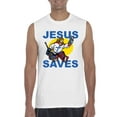 thumbnail image 1 of IWPF - Men's Graphic T-Shirt Sleeveless - Jesus Saves Hockey Goalie, 1 of 5