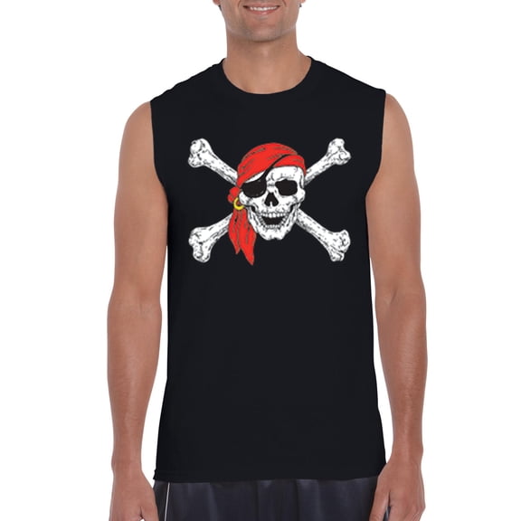 IWPF - Men's Graphic T-Shirt Sleeveless - Jolly Roger Skull & Crossbones