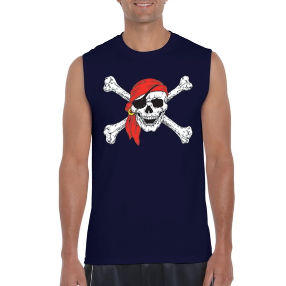 IWPF - Men's Graphic T-Shirt Sleeveless - Jolly Roger Skull & Crossbones