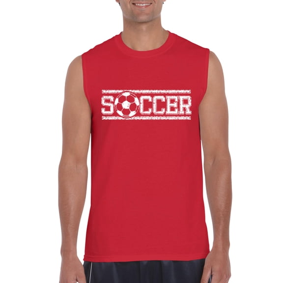 IWPF - Men's Graphic T-Shirt Sleeveless, up to Men Size 3XL - Soccer With Ball
