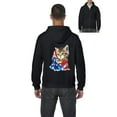 thumbnail image 1 of IWPF - Men's Sweatshirt Full-Zip Pullover - American Flag 4th of July Kitty, 1 of 5