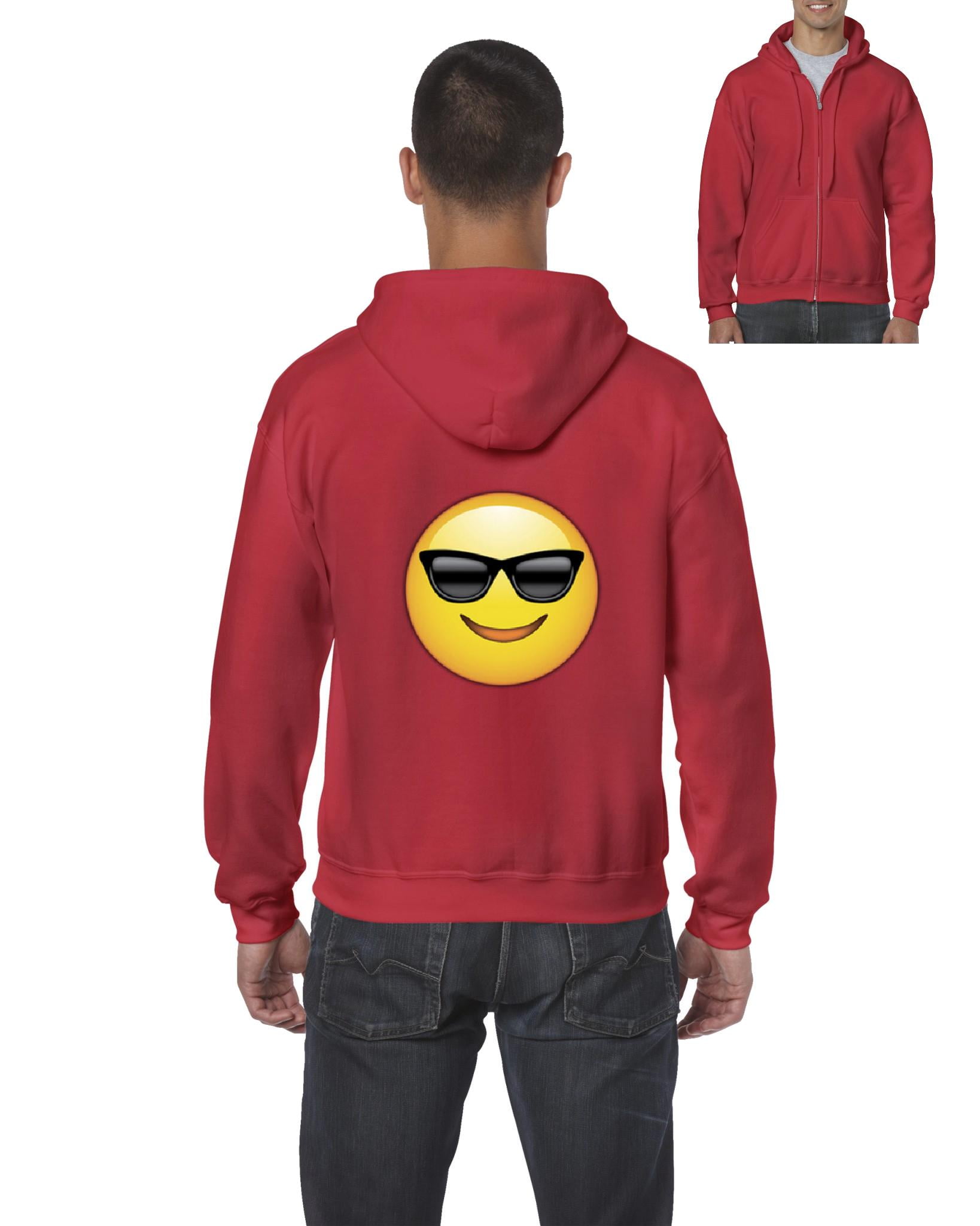 IWPF Men's Sweatshirt Full-Zip Pullover Emoji with Sunglasses