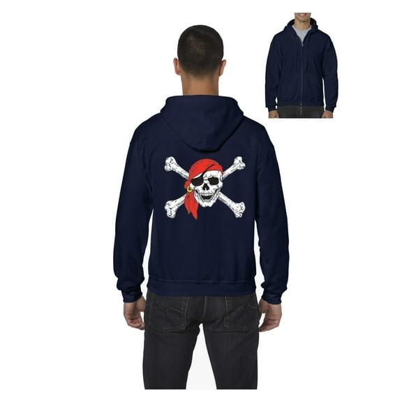 IWPF - Men's Sweatshirt Full-Zip Pullover - Jolly Roger Skull & Crossbones