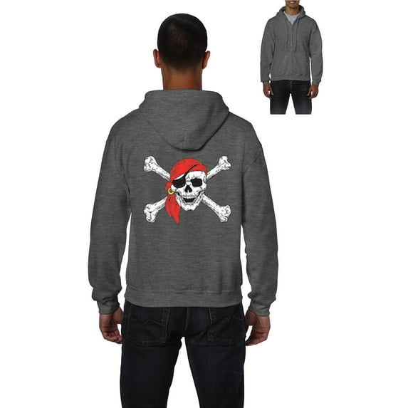 IWPF - Men's Sweatshirt Full-Zip Pullover - Jolly Roger Skull & Crossbones