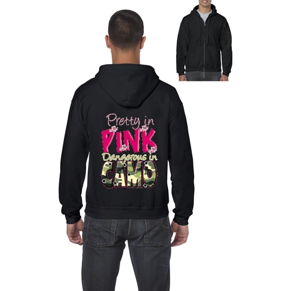 IWPF - Men's Sweatshirt Full-Zip Pullover - Pretty in Pink Dangerous in Camo