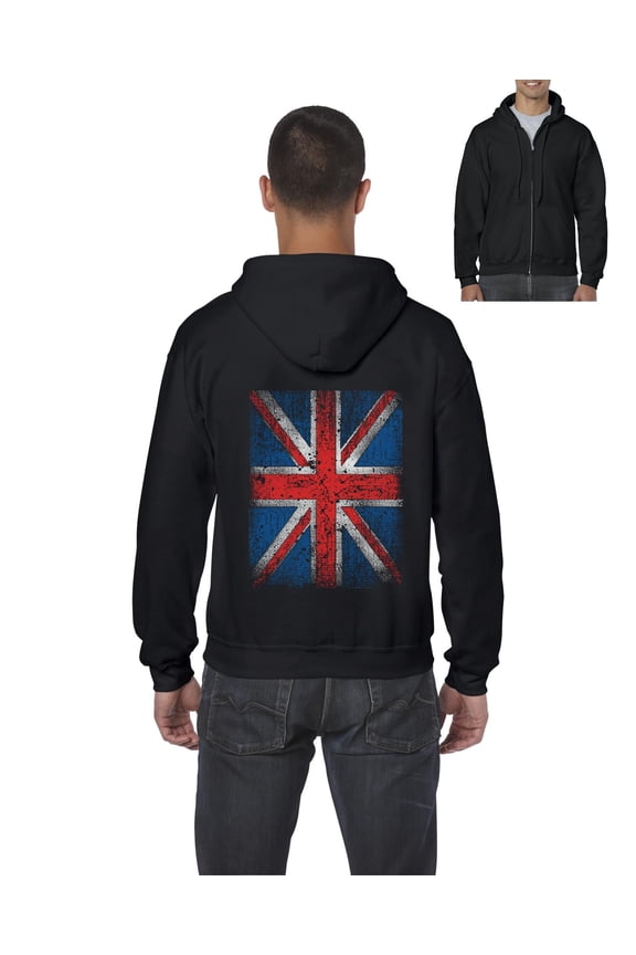 - Men's Sweatshirt Full-Zip Pullover - Union Jack British Flag