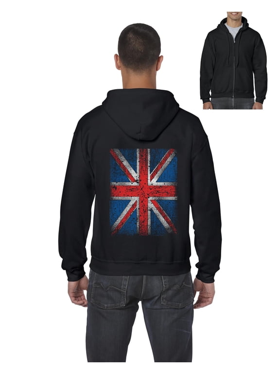 - Men's Sweatshirt Full-Zip Pullover - Union Jack British Flag