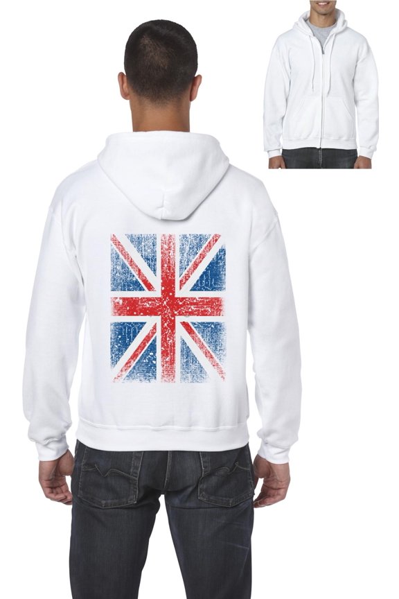 - Men's Sweatshirt Full-Zip Pullover - Union Jack British Flag