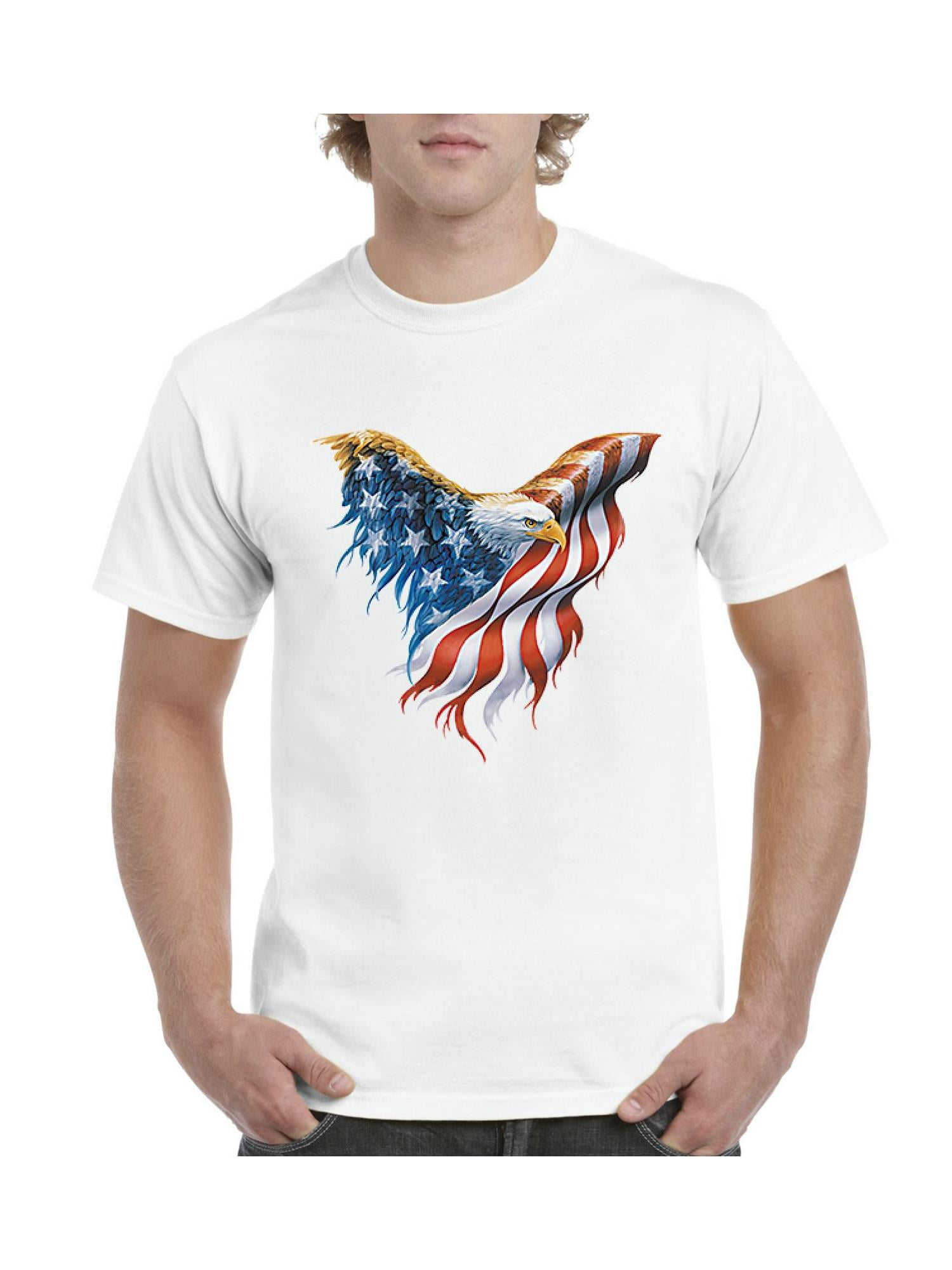 IWPF Men's T-Shirt Short Sleeve American Flag Eagle USA