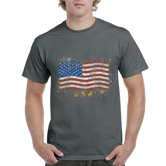 IWPF - Men's T-Shirt Short Sleeve - American Flag USA in Gold