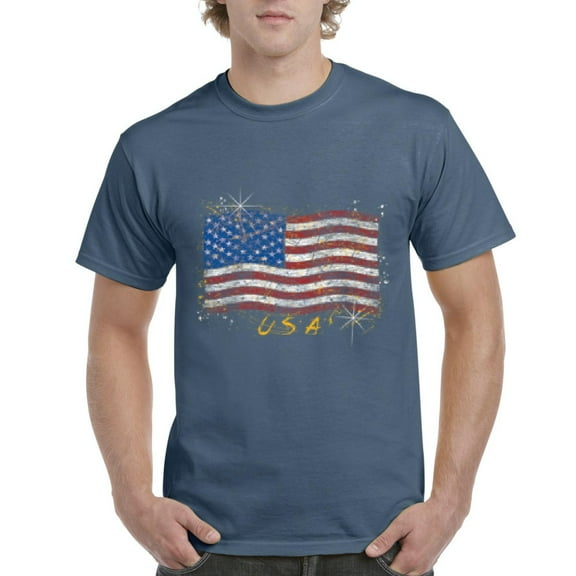 IWPF - Men's T-Shirt Short Sleeve - American Flag USA in Gold