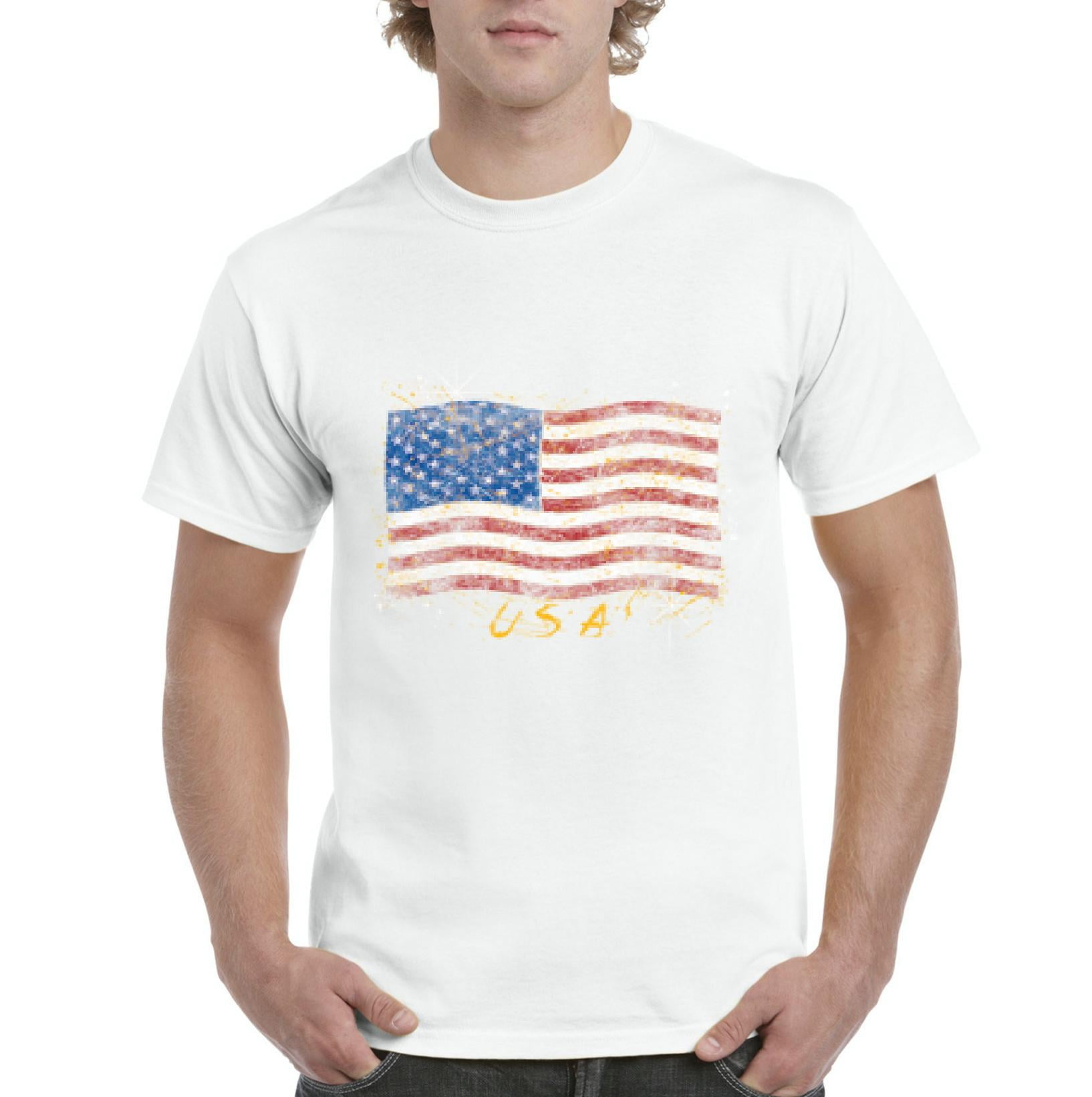 Men's American Flag Print Short Sleeve T-Shirt - Patriotic Cotton Feel Tee - View #10