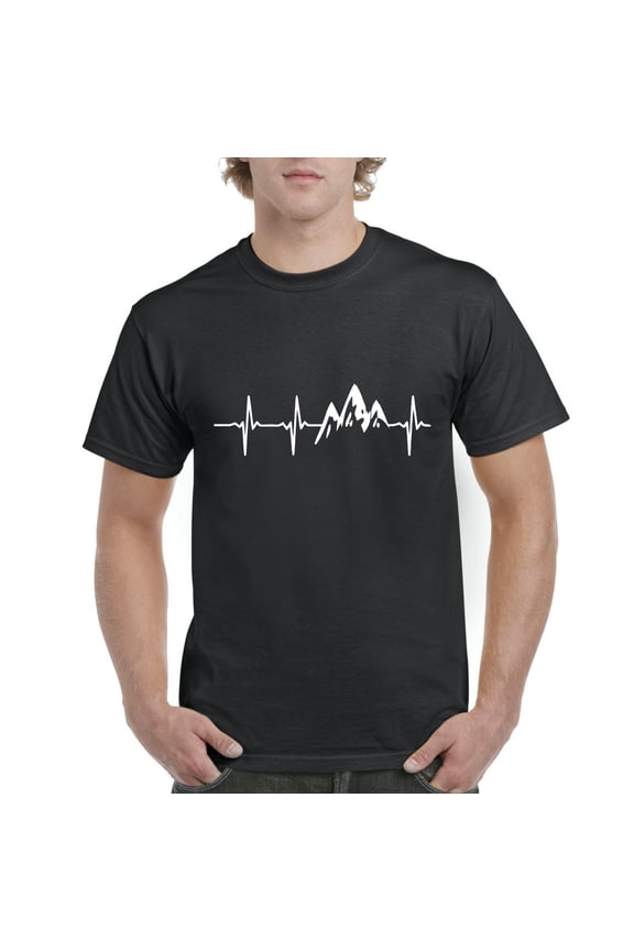 - Men's T-Shirt Short Sleeve - Heartbeat Mountains