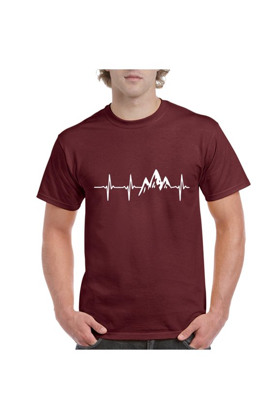 - Men's T-Shirt Short Sleeve - Heartbeat Mountains