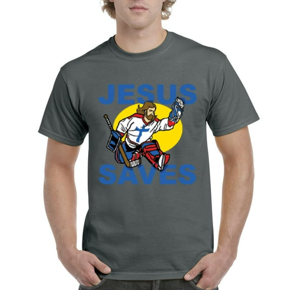 IWPF - Men's T-Shirt Short Sleeve - Jesus Saves Hockey Goalie